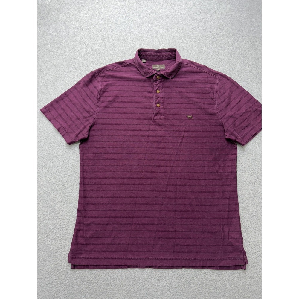 Rodd & Gunn Polo Shirt Mens XL Purple Stripe Cotton Knit Casual Short Sleeve